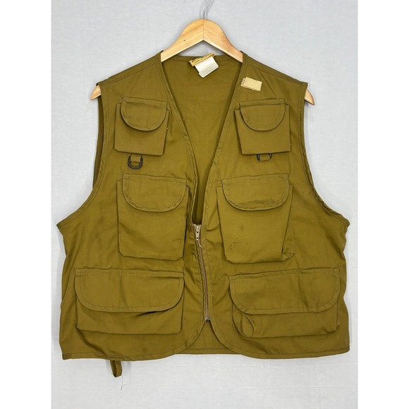 Rivet Utility Other - Ideal Zip Front Fishing Vest Mens Olive Drab Green Utility Pockets Large Vintage